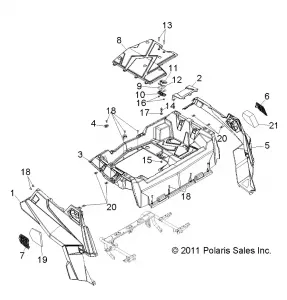 BODY, REAR RACK and FENDERS - R13XT87AA/9EAK (49RGRRACKMTG12RZRXP900)