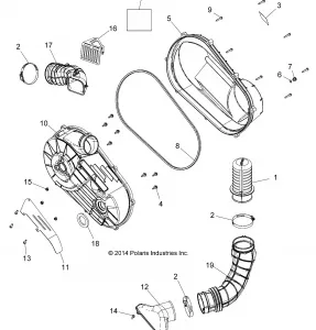 DRIVE TRAIN, CLUTCH COVER AND DUCTING - Z15VBA87AJ/LJ/E87AK/AM/AT/LT/AL/AV (49RGRCLUTCHCVR15RZR900)