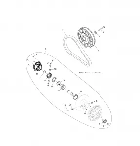 DRIVE TRAIN, SECONDARY CLUTCH - Z15VDE99AT/AL/AV/AW/LP/EW/AO/AP/AZ/NV/NW/K99AA/AU (49RGRCLUTCHDVN151000)