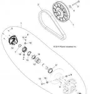 DRIVE TRAIN, SECONDARY CLUTCH - Z15VFE99AT/AV/AP (49RGRCLUTCHDVN14RZR1000)