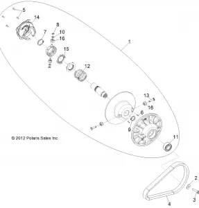 DRIVE TRAIN, SECONDARY CLUTCH - Z16VHE57AK/AS (49RGRCLUTCHDVN1323051)