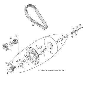 DRIVE TRAIN, SECONDARY CLUTCH - Z17VFE92AK/AM/AB (701498)