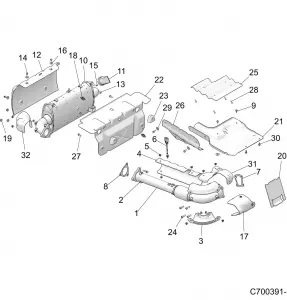 ENGINE, Выхлопная система SYSTEM (FROM 10/1/2018) - Z19VDE92AC/AD/AM/LM/LAG (C700391-1)