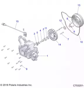 ENGINE, STATOR COVER AND FLYWHEEL - Z21CHA57A2/K2/E57AK (C703201-1)