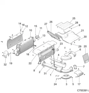 ENGINE, Выхлопная система SYSTEM -  Z21PAE92AE/AN/BE/BN/L92AL/AT/BL/BT (C700391-1)