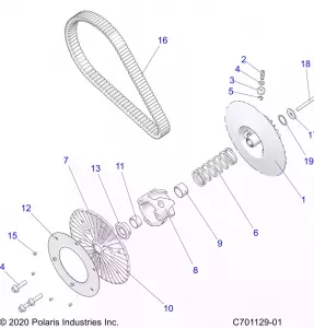 DRIVE TRAIN, SECONDARY CLUTCH/BELT - Z22RML2KAL/AP/BK/BL/BP/BT (C701129-01)