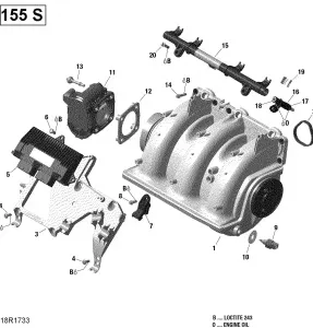 02- Впускной коллектор и дроссельная заслонка - 155 Model With Suspension