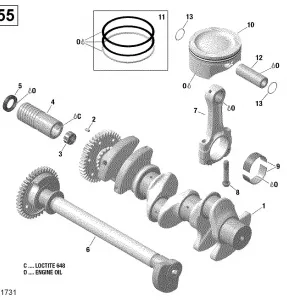 01- Crankshaft, Pistons And Balance Shaft - 130-155 Model Without Suspension