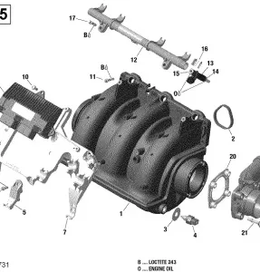 02- Впускной коллектор и дроссельная заслонка - 130-155 Model Without Suspension
