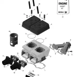 01- Двигатель - Cylinder, Exhaust Manifold and Reed Valve - 550F