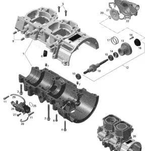01- Двигатель - Картер, Water Pump and Oil Pump - 600 CARB