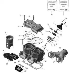 01- Двигатель - Cylinder and Головка блока цилиндров - 600 CARB