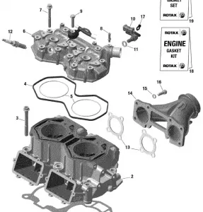 01- Rotax - Cylinder And Головка блока цилиндров - Ski-doo